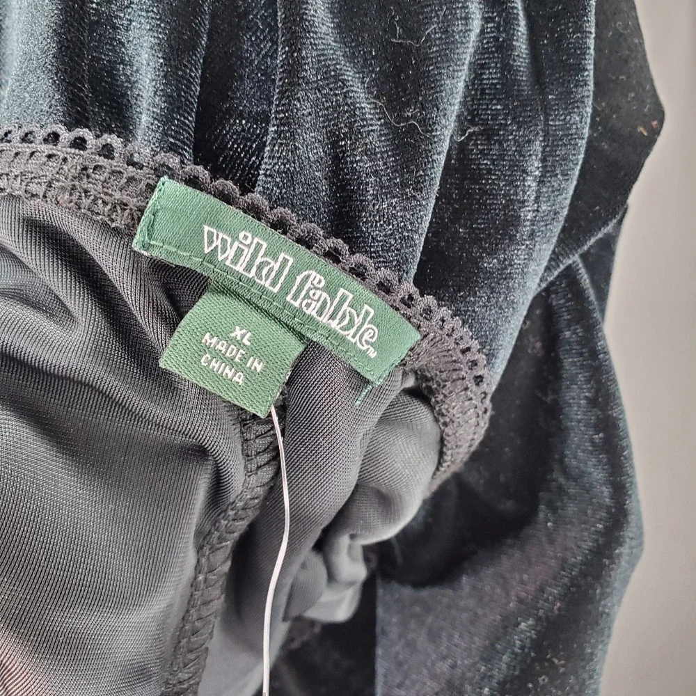 Wild Fable Velvet Maxi Skirt Women XL‎ Black Pullon Romantic Y2K Grunge 90s